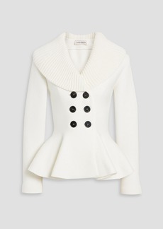 Alexander McQueen - Double-breasted wool-blend peplum cardigan - White - M