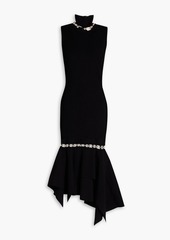 Alexander McQueen - Embellished cutout ribbed-knit dress - Black - XS