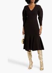 Alexander McQueen - Flared ribbed wool and cashmere-blend midi dress - Brown - XS