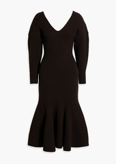 Alexander McQueen - Flared ribbed wool and cashmere-blend midi dress - Brown - XS