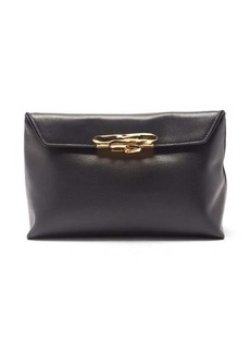 Alexander Mcqueen - Four Ring Leather Clutch - Womens - Black