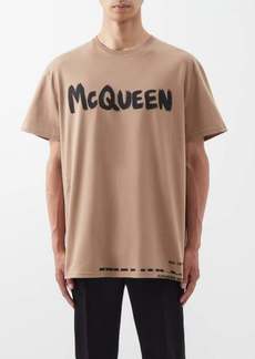 Alexander Mcqueen - Graffiti Logo-print Cotton-jersey T-shirt - Mens - Beige Multi