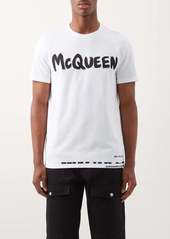 Alexander Mcqueen - Graffiti-logo Print Cotton-jersey T-shirt - Mens - White Black