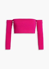 Alexander McQueen - Off-the-shoulder cropped ribbed-knit top - Pink - XS