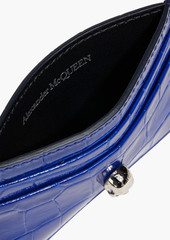 Alexander McQueen - Skull patent croc-effect leather cardholder - Blue - OneSize