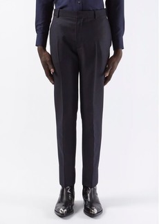 Alexander Mcqueen - Pressed-front Wool Tailored Suit Trousers - Mens - Navy