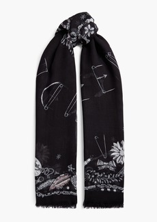 Alexander McQueen - Printed modal scarf - Black - OneSize