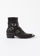 Alexander Mcqueen - Punk Buckled Leather Boots - Mens - Black