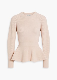 Alexander McQueen - Ribbed wool peplum sweater - Pink - XS