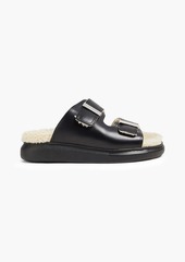 Alexander McQueen - Shearling-lined buckled leather platform sandals - Black - EU 37