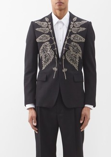 Alexander Mcqueen - Single-breasted Embroidered Wool Blazer - Mens - Black Gold