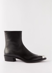 Alexander Mcqueen - Punk Toe-cap Leather Chelsea Boots - Mens - Black