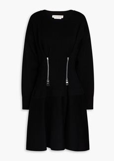 Alexander McQueen - Zip-embellished knitted mini dress - Black - XS