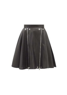 Alexander Mcqueen - Zipped Leather Suit Skirt - Womens - Black