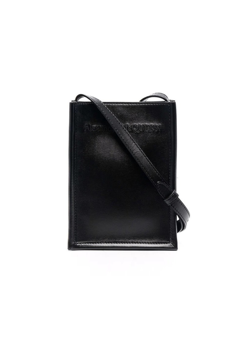 Alexander McQueen embroidered logo messenger bag