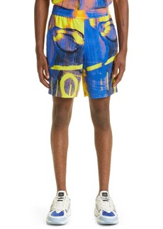 MCQ Abstract Print Silk Shorts in Nautica at Nordstrom