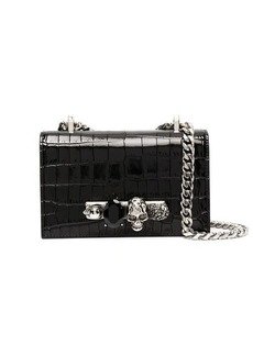 ALEXANDER MCQUEEN And Silver Mini Jeweled Satchel Bag In Crocodile Embossed Leather
