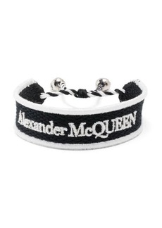 ALEXANDER MCQUEEN and White Fabric Bracelet With Logo