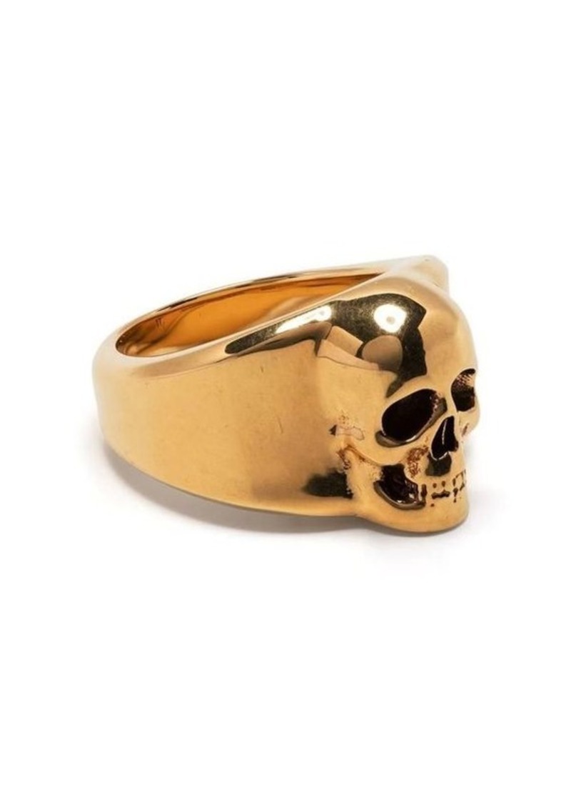 ALEXANDER MCQUEEN Antiqued Gold Skull Seal Ring