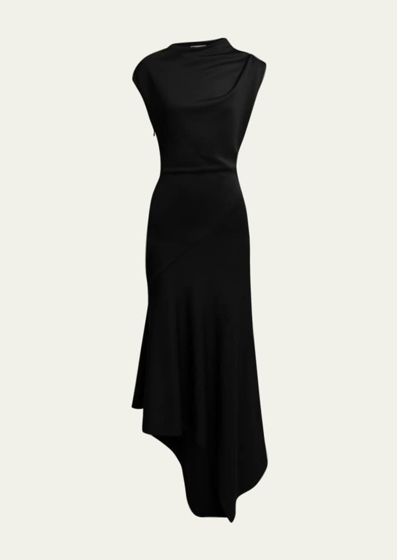 Alexander McQueen Asymmetric Draped Midi Dress