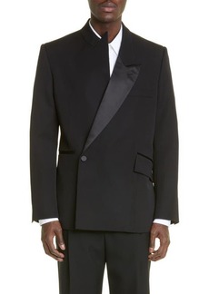 Alexander McQueen Asymmetric Grain de Poudre Tuxedo Jacket in Black at Nordstrom