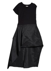 Alexander McQueen Asymmetric High-Low Jersey & Faille Dress