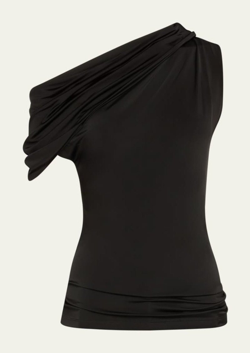 Alexander McQueen Asymmetric One-Shoulder Draped Top