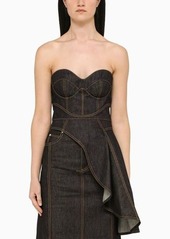 Alexander McQueen Asymmetrical denim bustier