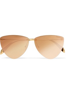 Alexander McQueen Aviator-style rose gold-tone mirrored sunglasses