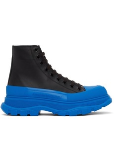 Alexander McQueen Black & Blue Tread Slick High Sneakers