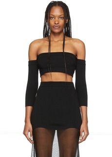 Alexander McQueen Black Knit Off Shoulder Sweater