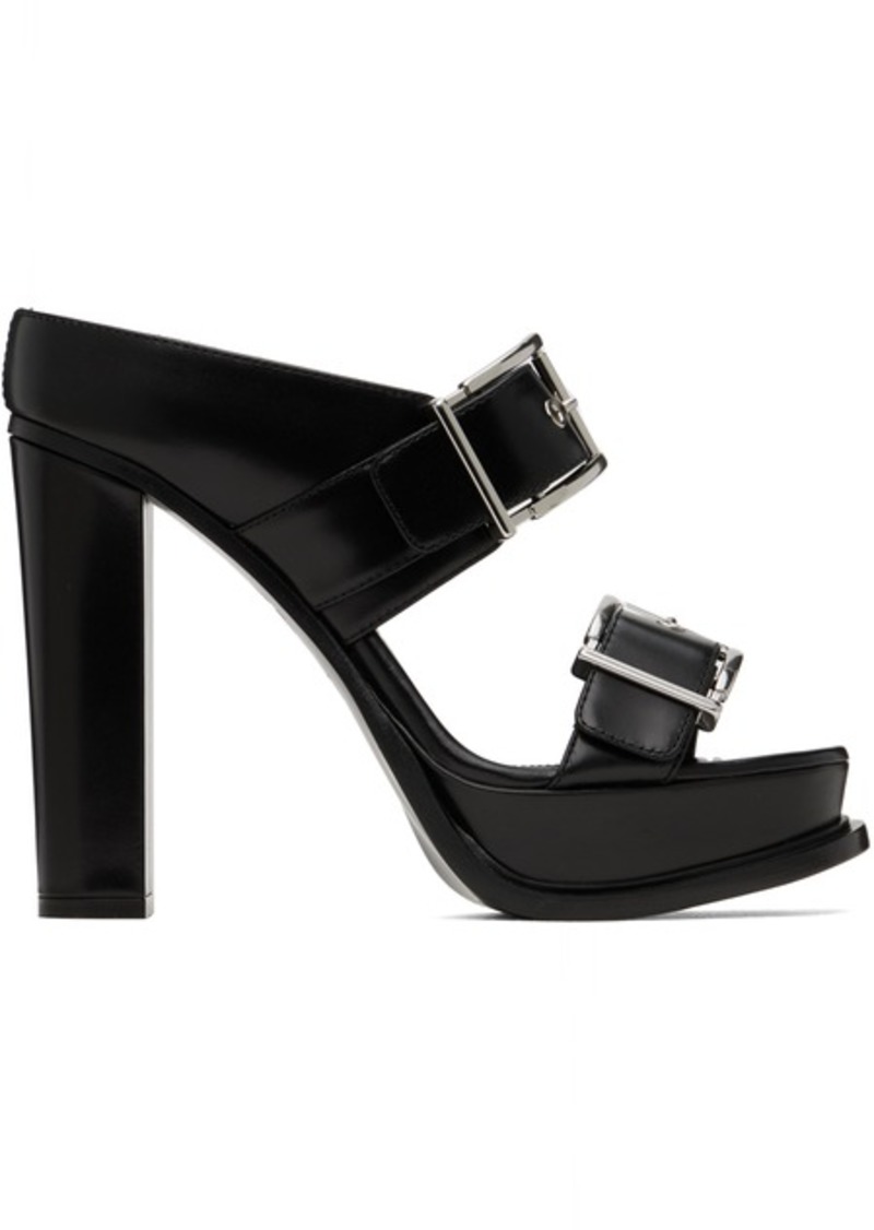 Alexander McQueen Black Platform Buckle Heeled Sandals