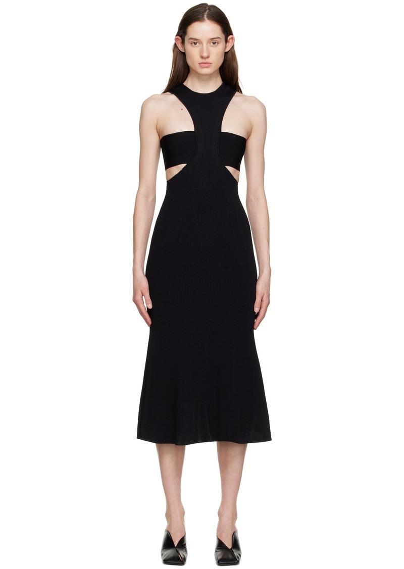 Alexander McQueen Black Slashed Harness Midi Dress