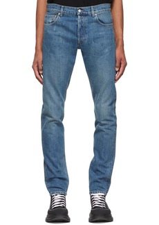 Alexander McQueen Blue Embroidered Jeans