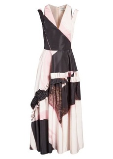 Alexander McQueen Brushstroke Print Tiered Asymmetric Dress