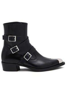 ALEXANDER MCQUEEN Buckled leather ankle boots