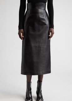 Alexander McQueen Bustier Leather Midi Skirt