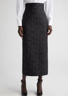 Alexander McQueen Chalk Stripe Wool Pencil Skirt