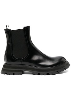 ALEXANDER MCQUEEN Chelsea shiny leather ankle boots