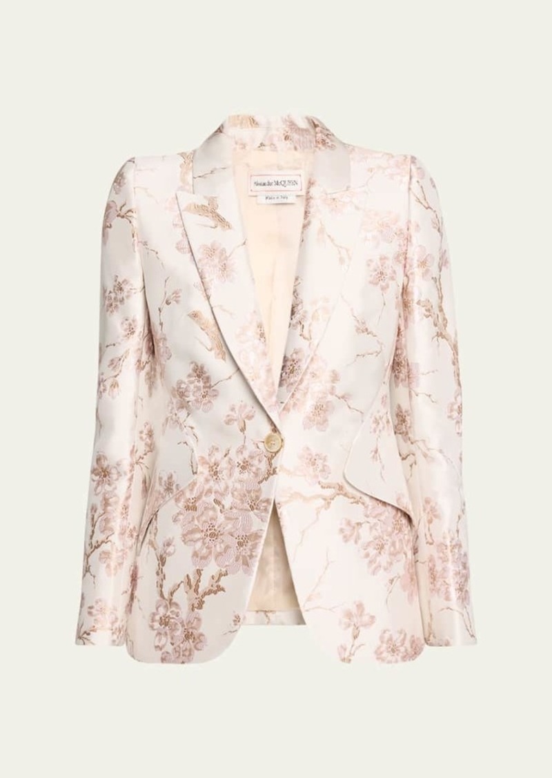 Alexander McQueen Cherry Blossom Jacquard Blazer Jacket