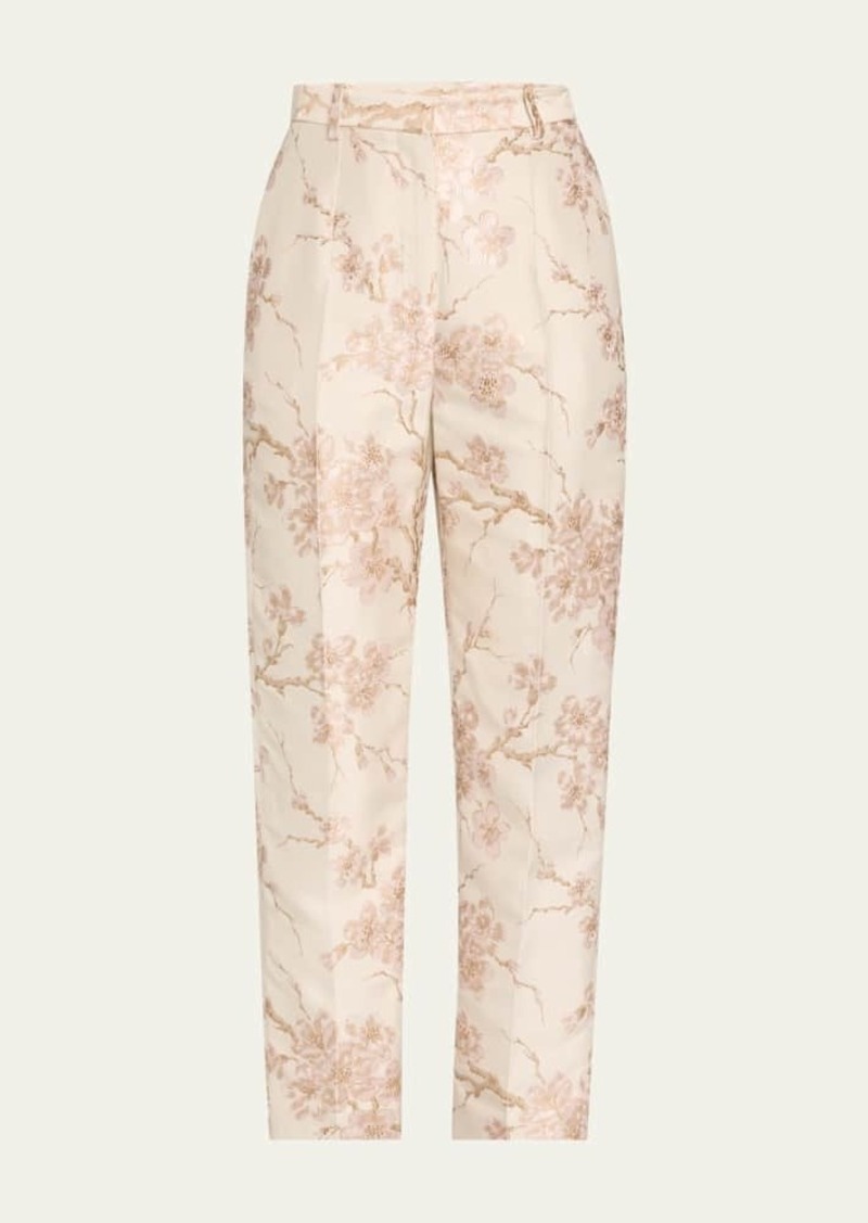 Alexander McQueen Cherry Blossom Jacquard Cigarette Trousers