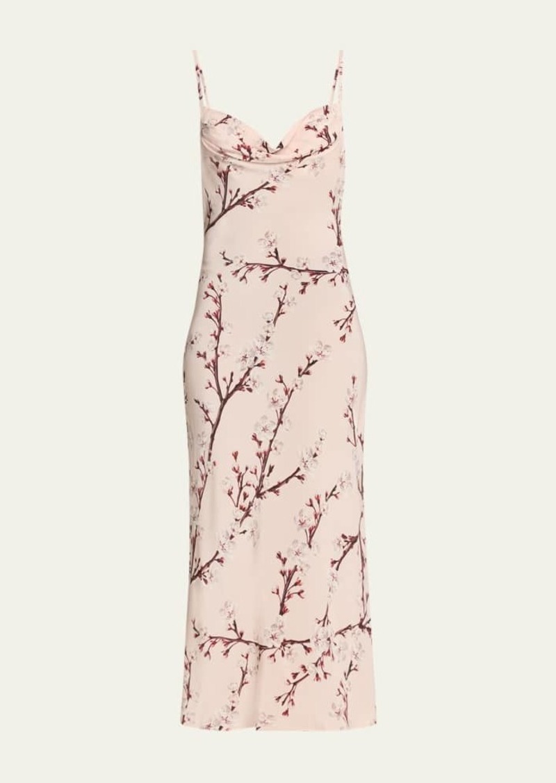 Alexander McQueen Cherry Blossom Leather Midi Dress