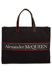Alexander McQueen City Selvedge Logo East/West Tote in Black/L. Red/Off W at Nordstrom