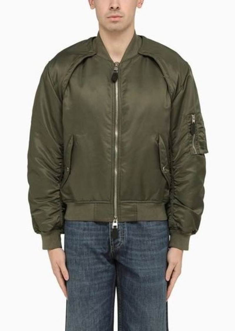 Alexander McQueen Convertible khaki nylon bomber jacket