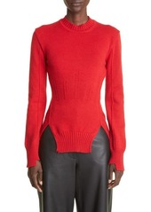 Alexander McQueen Corset Seam Cashmere Sweater in Welsh Red at Nordstrom