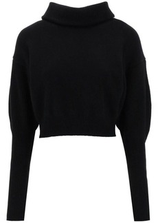 Alexander mcqueen cropped funnel-neck sweater in wool and cashmere