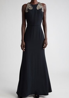 Alexander McQueen Crystal Embellished Sleeveless Trumpet Gown