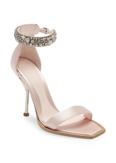 Alexander McQueen Crystal Strap Sandal in Chalk Pink/Crystal/Silver at Nordstrom