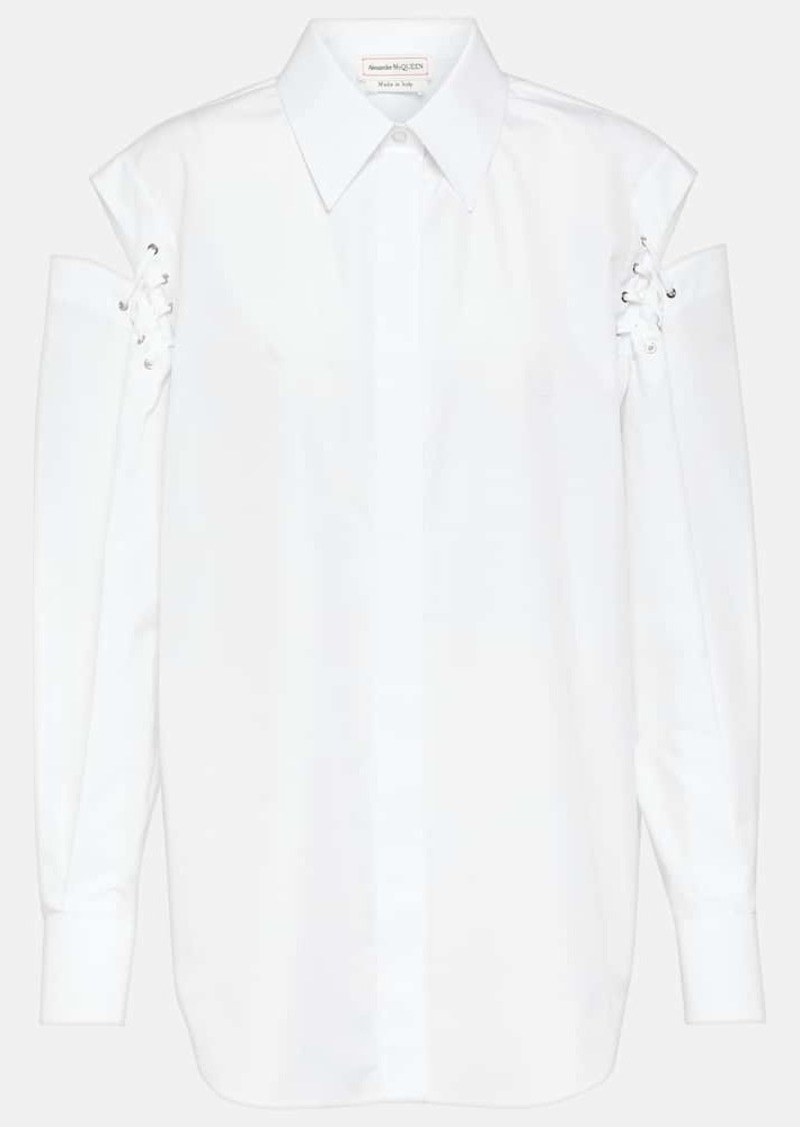 Alexander McQueen Cutout cotton poplin shirt