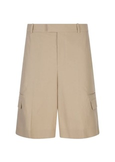 ALEXANDER MCQUEEN Double Pocket Tailored Shorts in Pale Beige